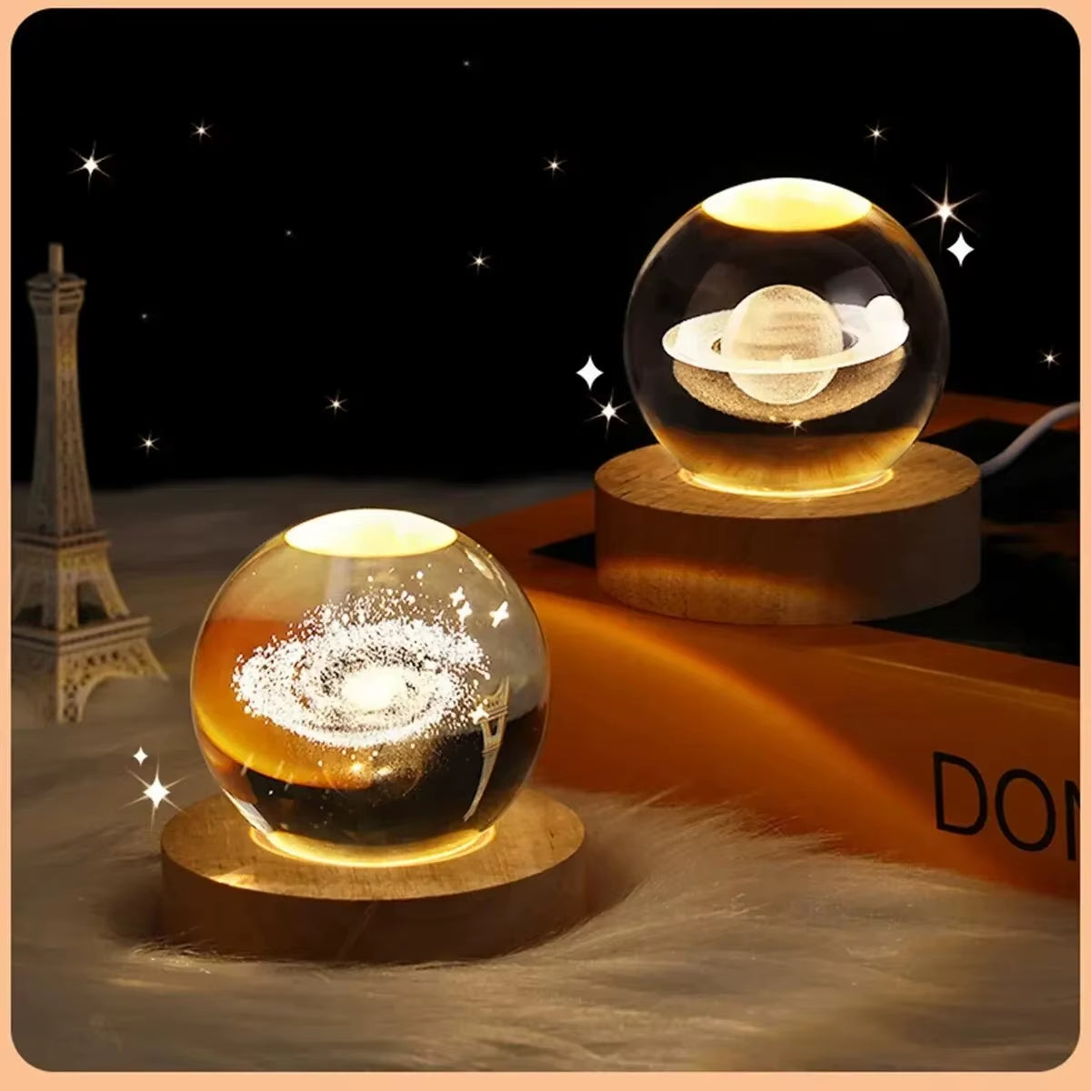 6Cm 3D Crystal Ball Decoration 2026 Astronomy Solar System Planets Moon Astronaut LED Balls Home Sno...