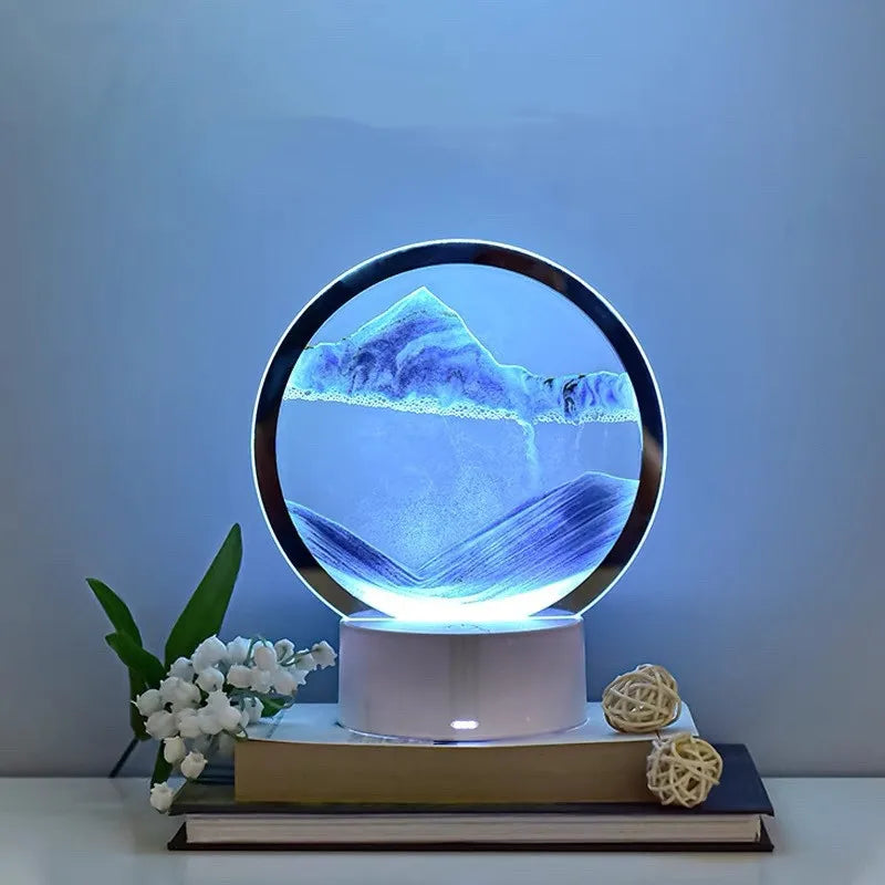 Flowing sand desk lamp with 7-color glow