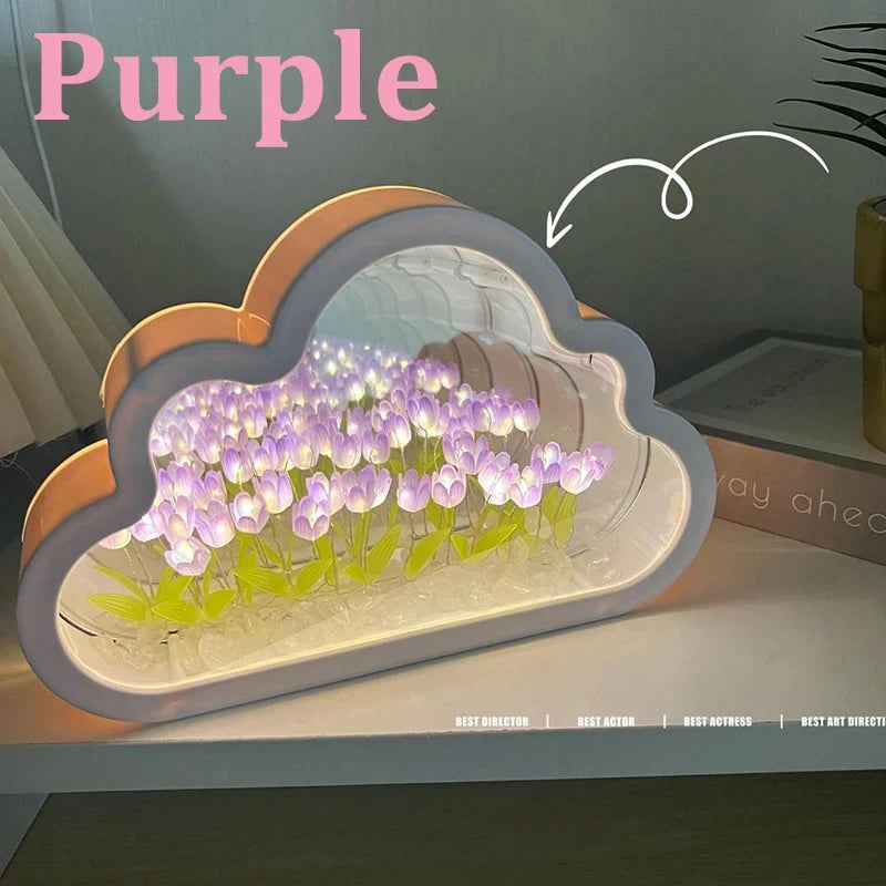 Cloud Tulip Night Light as cozy bedroom decor