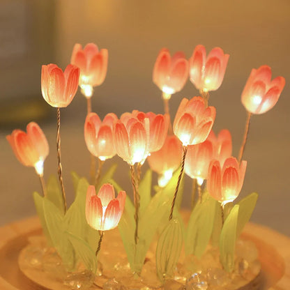 Blue DIY tulip night light bedside lamp