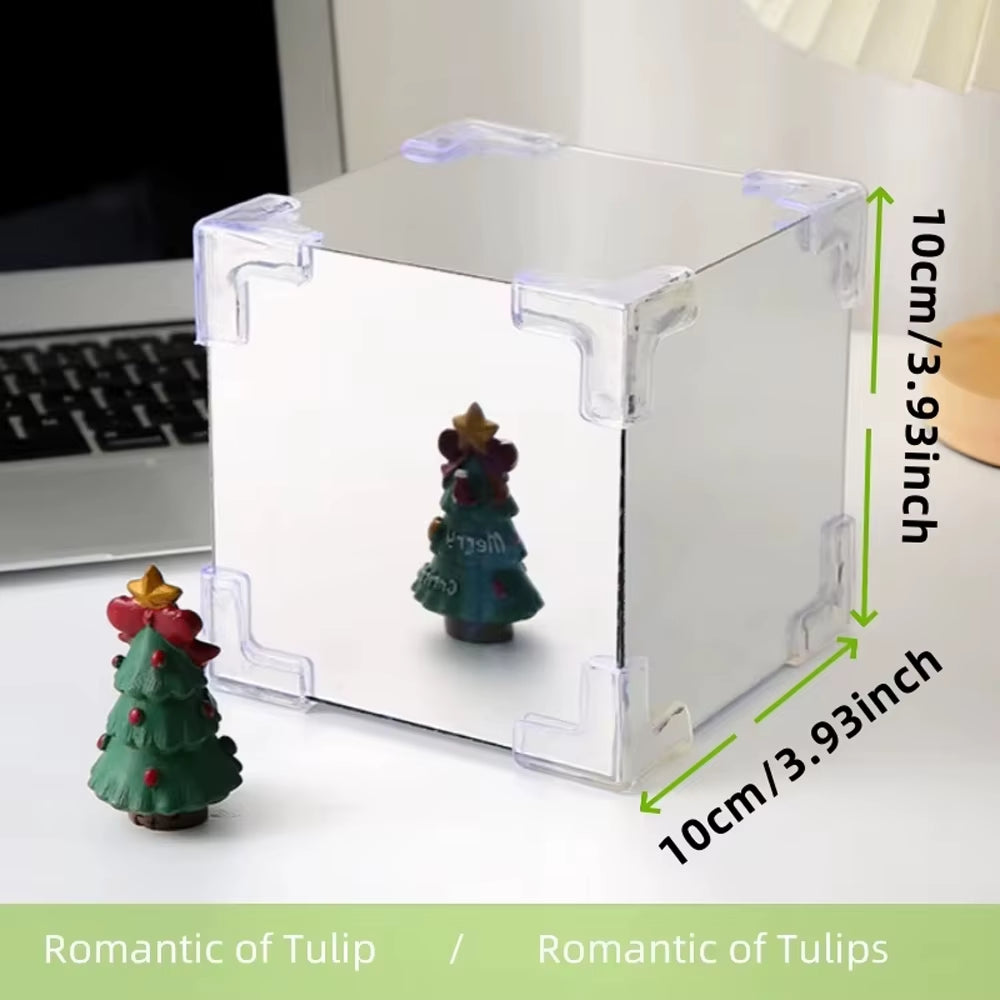 Pink tulip mirror cube night light bedroom decor