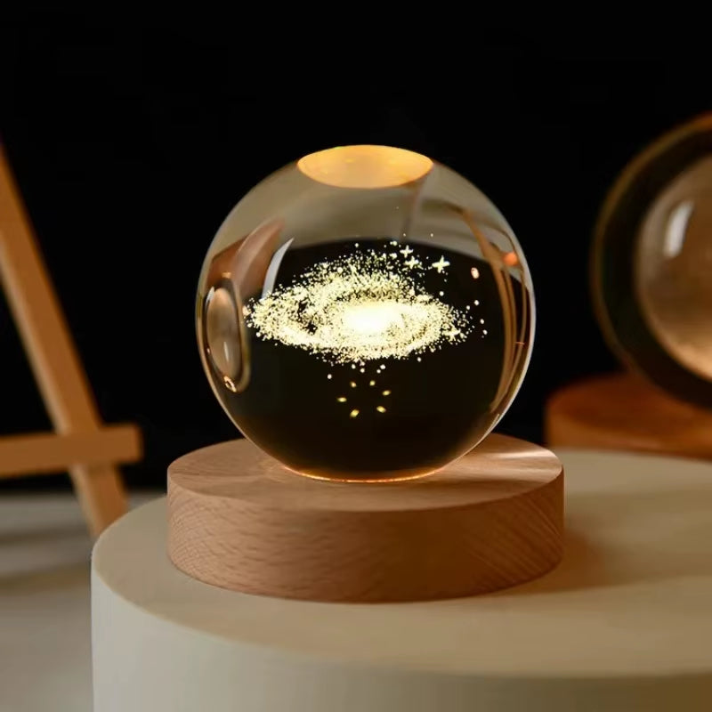 6Cm 3D Crystal Ball Decoration 2026 Astronomy Solar System Planets Moon Astronaut LED Balls Home Sno...