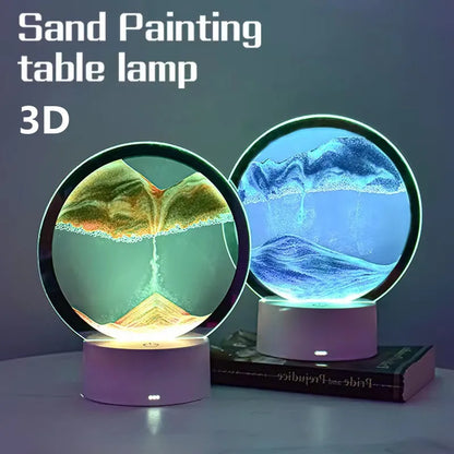 Moving sand art night light close-up