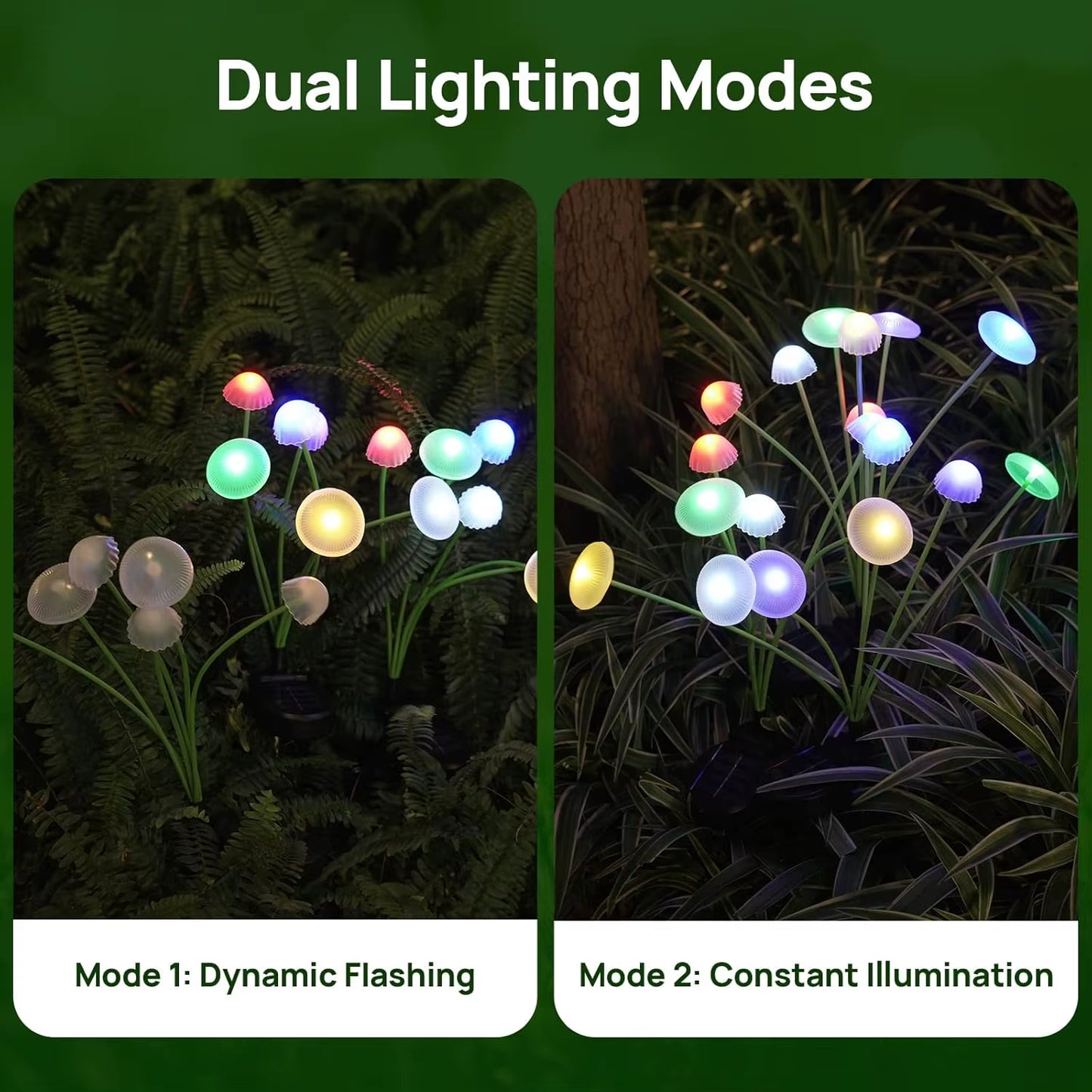 Waterproof solar mushroom lights set