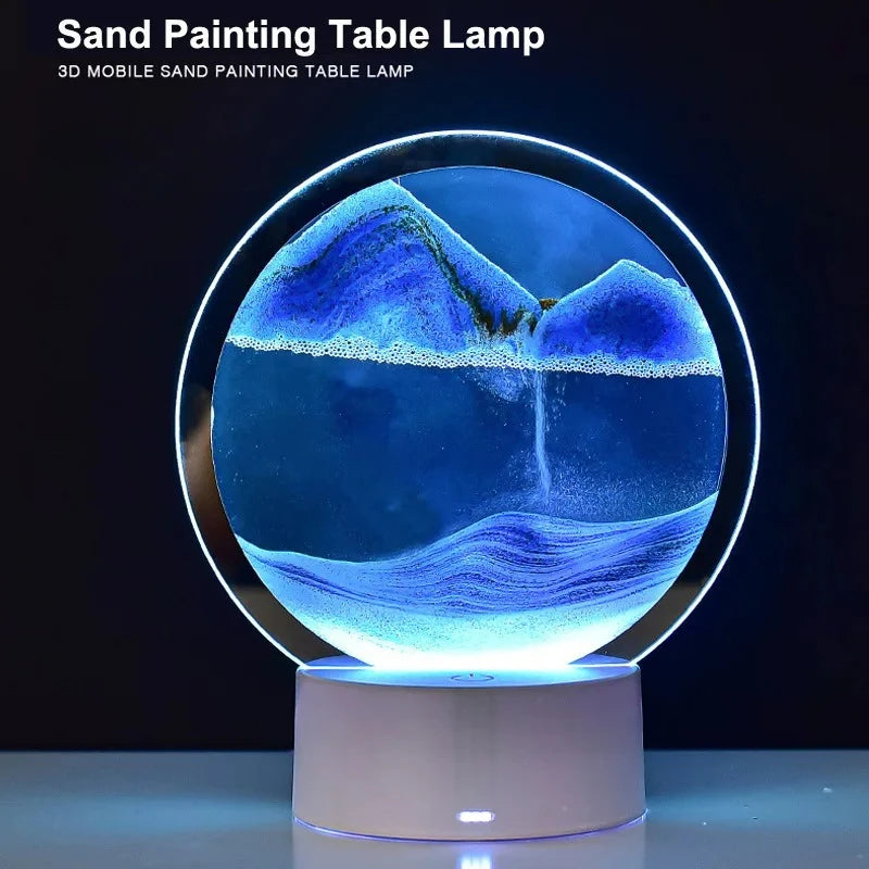 Black frame flowing sand night light