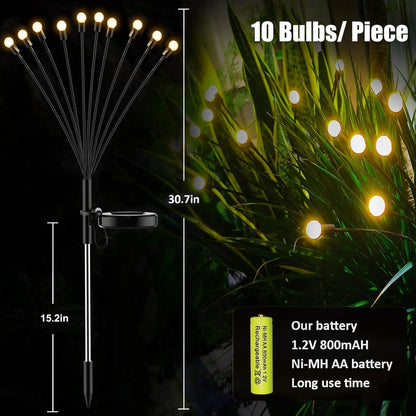 Solar firefly lights lining a pathway