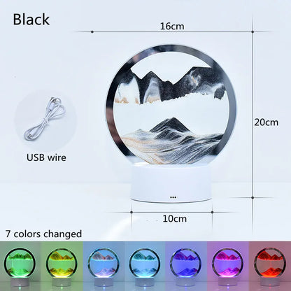 3D flowing sand night light forming a sandscape