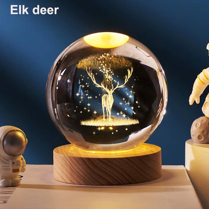 6Cm 3D Crystal Ball Decoration 2026 Astronomy Solar System Planets Moon Astronaut LED Balls Home Sno...