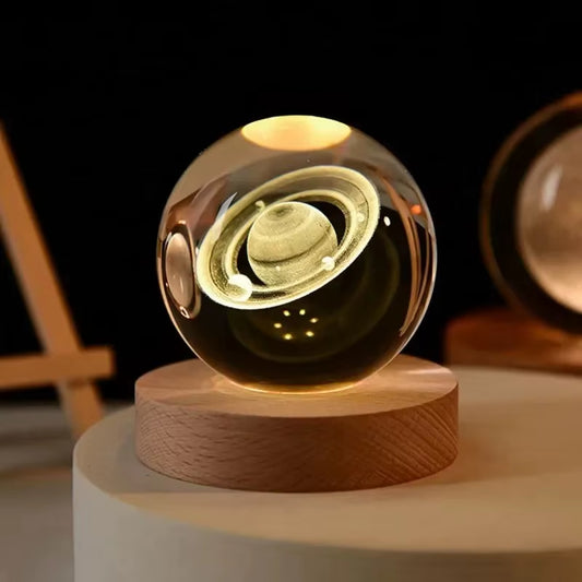 Galaxy crystal ball night light with 3D universe inside