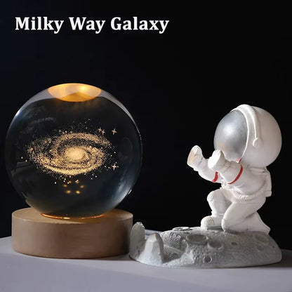6Cm 3D Crystal Ball Decoration 2026 Astronomy Solar System Planets Moon Astronaut LED Balls Home Sno...