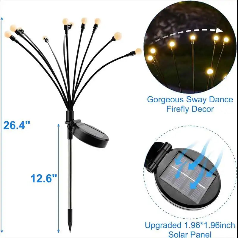 Solar firefly lights decorating a yard