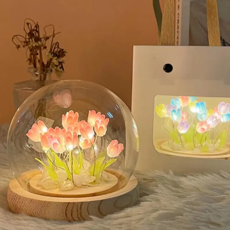 Purple DIY tulip night light finished result