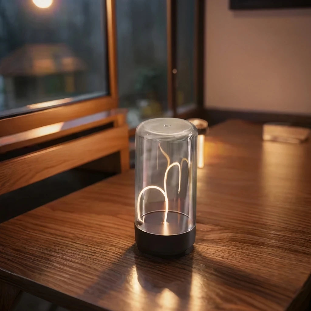 Quantum Wire light with touch control glowing warm