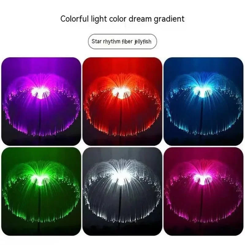 Copper wire solar flower lights glowing warm