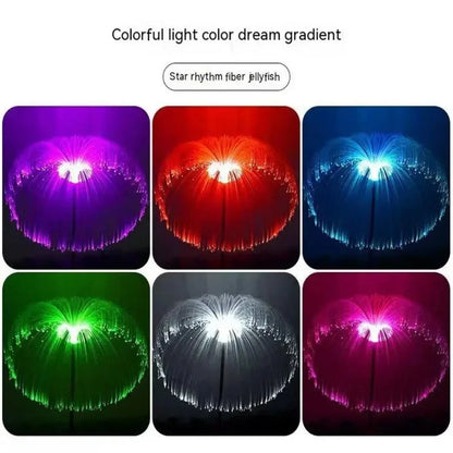 Copper wire solar flower lights glowing warm