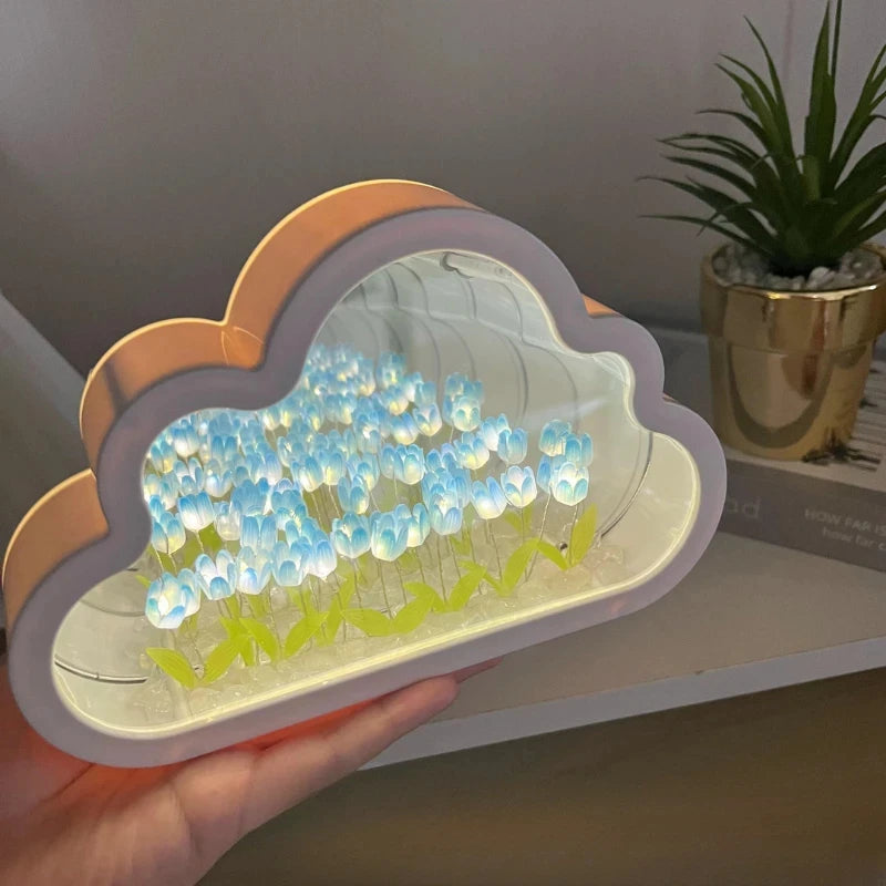Multicolor Cloud Tulip Night Light with nine glowing tulips